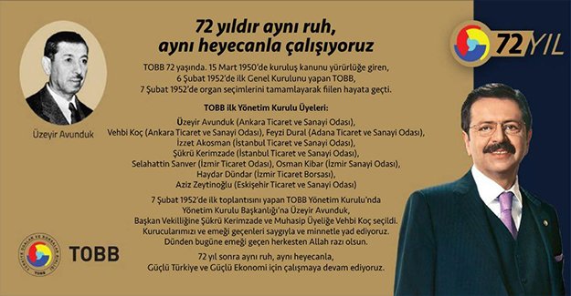 Türkiye Odalar ve Borsalar Birliği 72 Yaşında